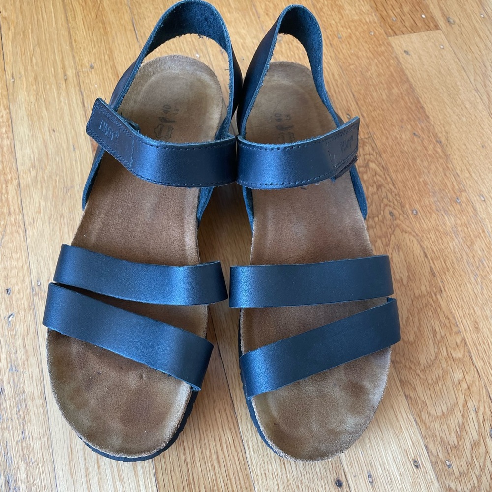 NAOT black leather sandal size 40
